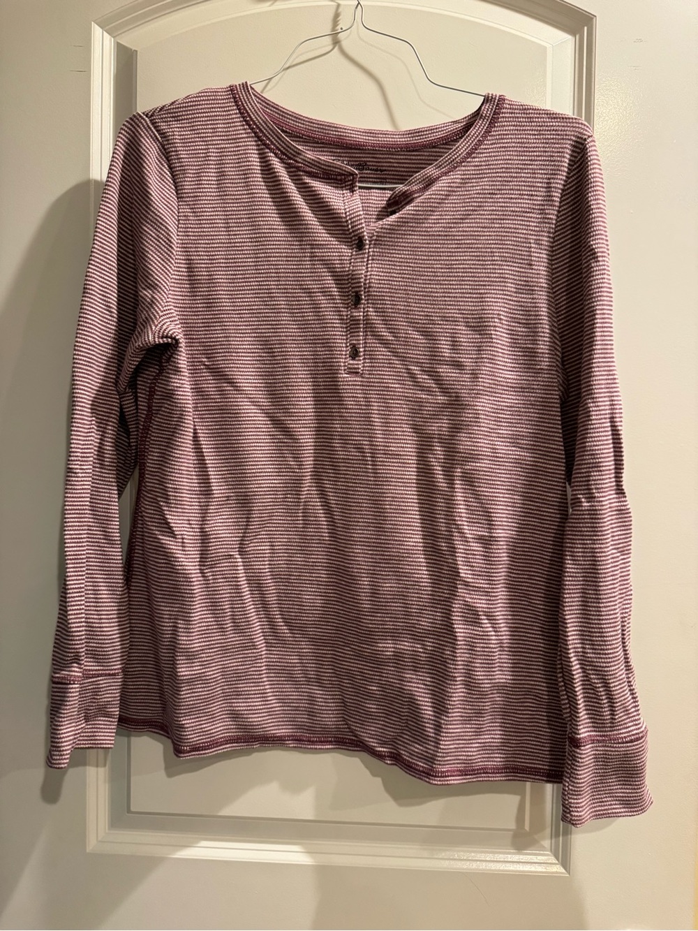 Eddie Bauer Pink & White Striped Henley